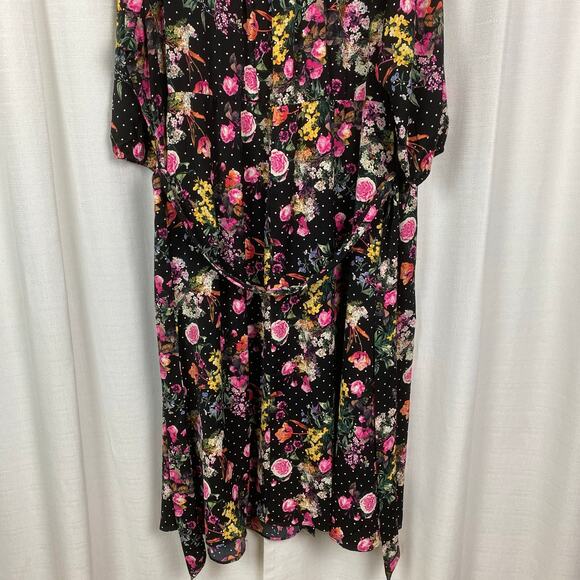 Torrid Black Floral Refined Woven Midi Shirt Dress Sz.4 NWT - Picture 14 of 16